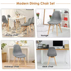 Costway Lot de 4 Chaises de Salle à Manger Modernes avec Pieds en Bois pour Maison Meubles Gris
