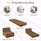 Costway Chaise longue convertible pliable trois volets, Lit banquette, Canapé pour dortoir, Marron