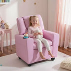 Fauteuil inclinable pour enfants Costway, canapé pour enfants avec porte-gobelet, rose