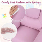 Fauteuil inclinable pour enfants Costway, canapé pour enfants avec porte-gobelet, rose
