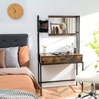 Coiffeuse industrielle Costway avec miroir réglable sur 3 hauteurs, sac de rangement et grand tiroir