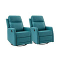 Set of 2 Ofelia Wooden Upholstery Wingback Swivel Recliner for Bedroom and Living Room ART OF LIVING DESIGNS-TEAL