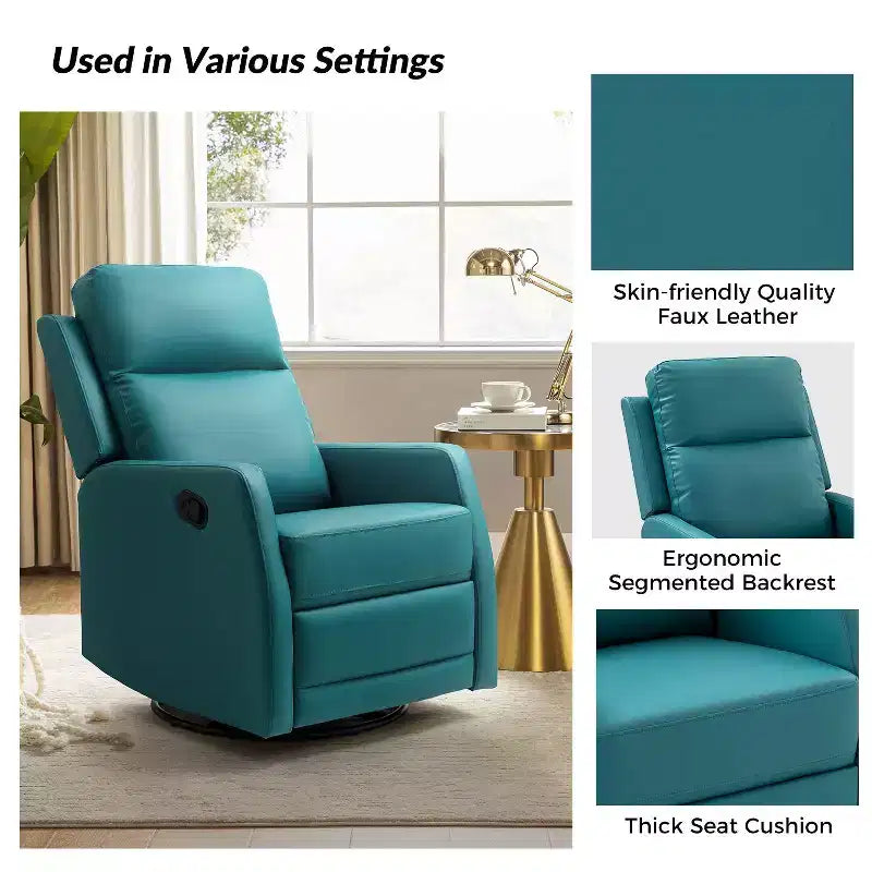 Lot de 2 fauteuils inclinables pivotants Ofelia en bois, avec accoudoirs, pour chambre et salon ART OF LIVING DESIGNS-TEAL