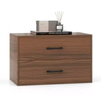 Commode Costway à 2 tiroirs, Organiseur de rangement horizontal empilable avec poignées, Blanc/Noyer/Noir
