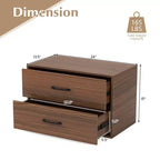 Commode Costway à 2 tiroirs, Organiseur de rangement horizontal empilable avec poignées, Blanc/Noyer/Noir