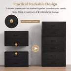Commode Costway à 2 tiroirs, Organiseur de rangement horizontal empilable avec poignées, Blanc/Noyer/Noir
