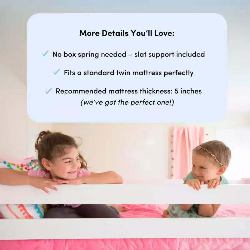 Lit superposé simple Max & Lily, lits superposés en bois massif avec échelle pour enfants, pas besoin de sommier tapissier