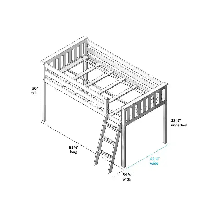 Lit superposé simple Max & Lily, lits superposés en bois massif avec échelle pour enfants, pas besoin de sommier tapissier