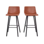 Lot de 2 tabourets Merrick Lane modernes rembourrés avec sièges baquets incurvés à dossier bas et cadres en fer