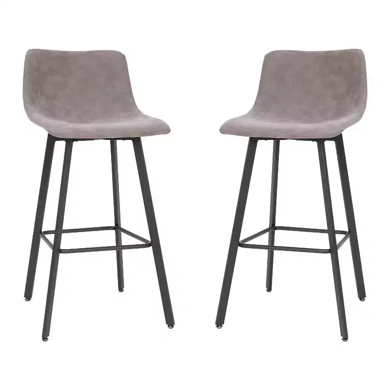 Lot de 2 tabourets Merrick Lane modernes rembourrés avec sièges baquets incurvés à dossier bas et cadres en fer