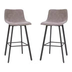 Lot de 2 tabourets Merrick Lane modernes rembourrés avec sièges baquets incurvés à dossier bas et cadres en fer