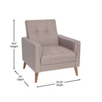 Flash Furniture Conrad, fauteuil mi-siècle moderne de qualité commerciale, avec revêtement touffeté en faux lin et pieds en bois massif