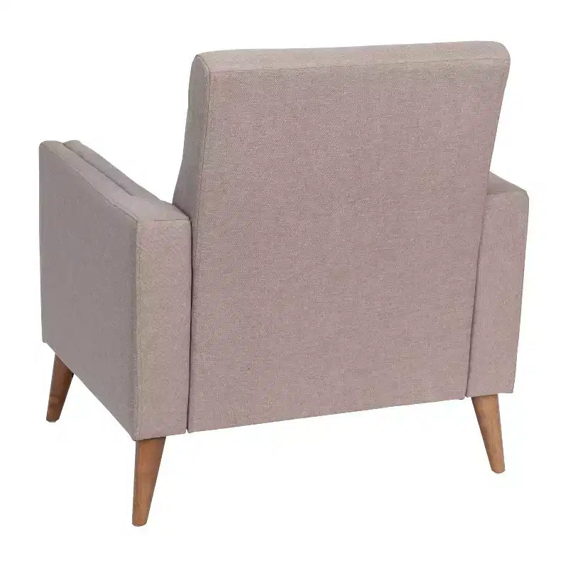 Flash Furniture Conrad, fauteuil mi-siècle moderne de qualité commerciale, avec revêtement touffeté en faux lin et pieds en bois massif