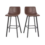 Emma and Oliver Set of Two 30 Modern Upholstered Barstools, Matte Metal Frames and Plastic Floor Glides