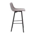 Lot de deux tabourets de bar modernes Emma et Oliver de 76 cm, revêtus de tissu, avec cadres en métal mat et patins de sol en plastique
