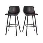 Lot de deux tabourets de bar modernes Emma et Oliver de 76 cm, revêtus de tissu, avec cadres en métal mat et patins de sol en plastique