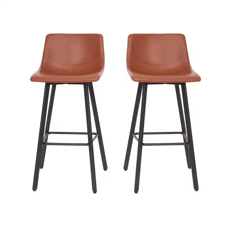 Lot de deux tabourets de bar modernes Emma et Oliver de 76 cm, revêtus de tissu, avec cadres en métal mat et patins de sol en plastique