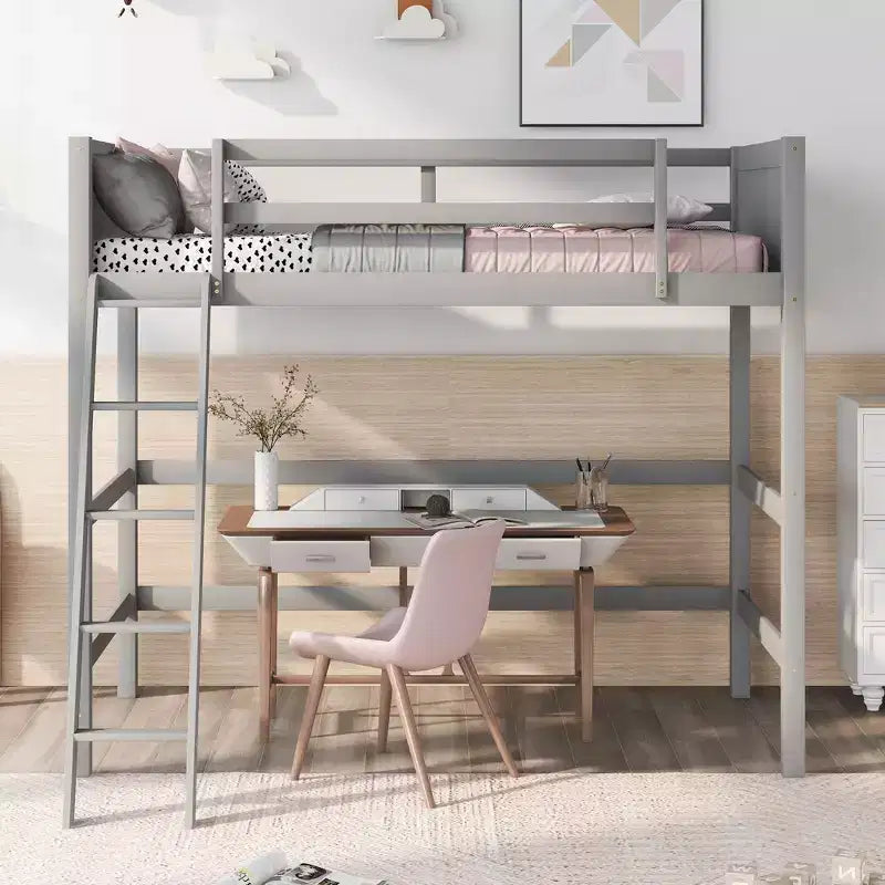 Lit superposé en bois double avec échelle, cadre de lit en bois, pas besoin de sommier tapissier - ModernLuxe