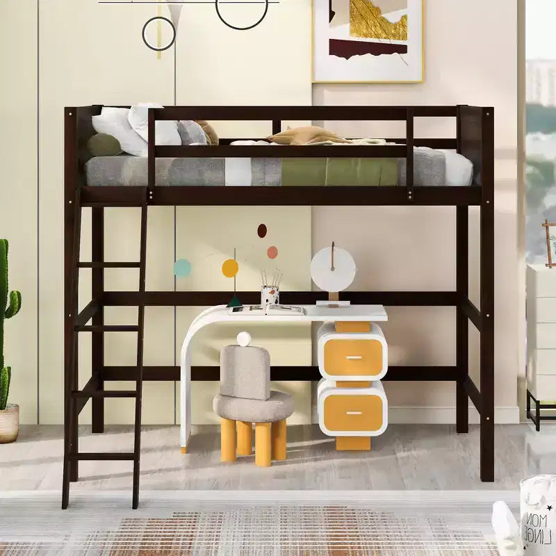 Lit superposé en bois double avec échelle, cadre de lit en bois, pas besoin de sommier tapissier - ModernLuxe