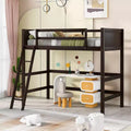 Twin Size Wood Loft Bed with Ladder, Wooden Bed Frame, No Box Spring Needed - ModernLuxe