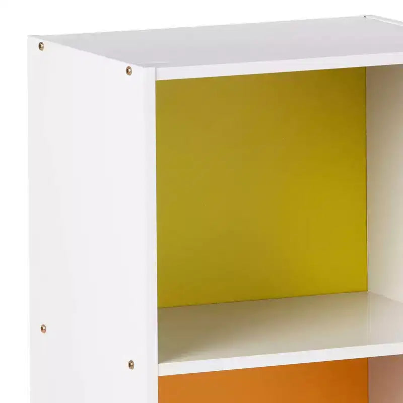 Hodedah Import, étagère à 4 niveaux de 30 cm P x 40 cm l x 119 cm H, solution de rangement pour salon, chambre ou bureau, blanc et arc-en-ciel