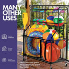 Support de rangement pour ballons pour garage – Grand organisateur d'équipement sportif de garage intérieur et extérieur avec paniers, roues et freins – Homeitusa