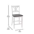 Flash Furniture Gwendolyn, lot de 2 tabourets de bar modernes de style rustique en bois massif de qualité commerciale, hauteur comptoir