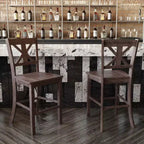 Flash Furniture Gwendolyn, lot de 2 tabourets de bar modernes de style rustique en bois massif de qualité commerciale, hauteur comptoir