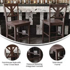 Flash Furniture Gwendolyn, lot de 2 tabourets de bar modernes de style rustique en bois massif de qualité commerciale, hauteur comptoir