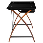 Bureau d'ordinateur Emma et Oliver Glass – Plateau de clavier coulissant et cadre entrecroisé