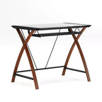 Bureau d'ordinateur Emma et Oliver Glass – Plateau de clavier coulissant et cadre entrecroisé