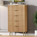 Commode 5 tiroirs blanc / marbre et bois – Panneau cannelé, pour usage individuel