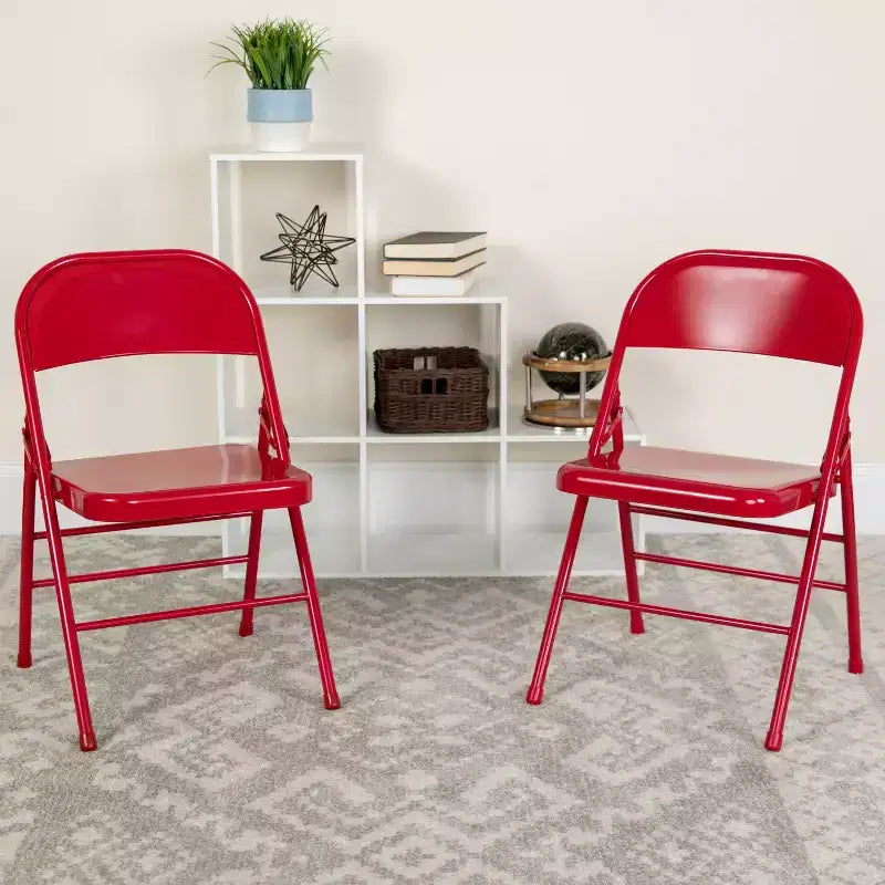 Emma et Oliver Lot de 4 chaises pliantes en métal à triple renfort et double charnière