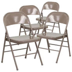 Emma et Oliver Lot de 4 chaises pliantes en métal à triple renfort et double charnière