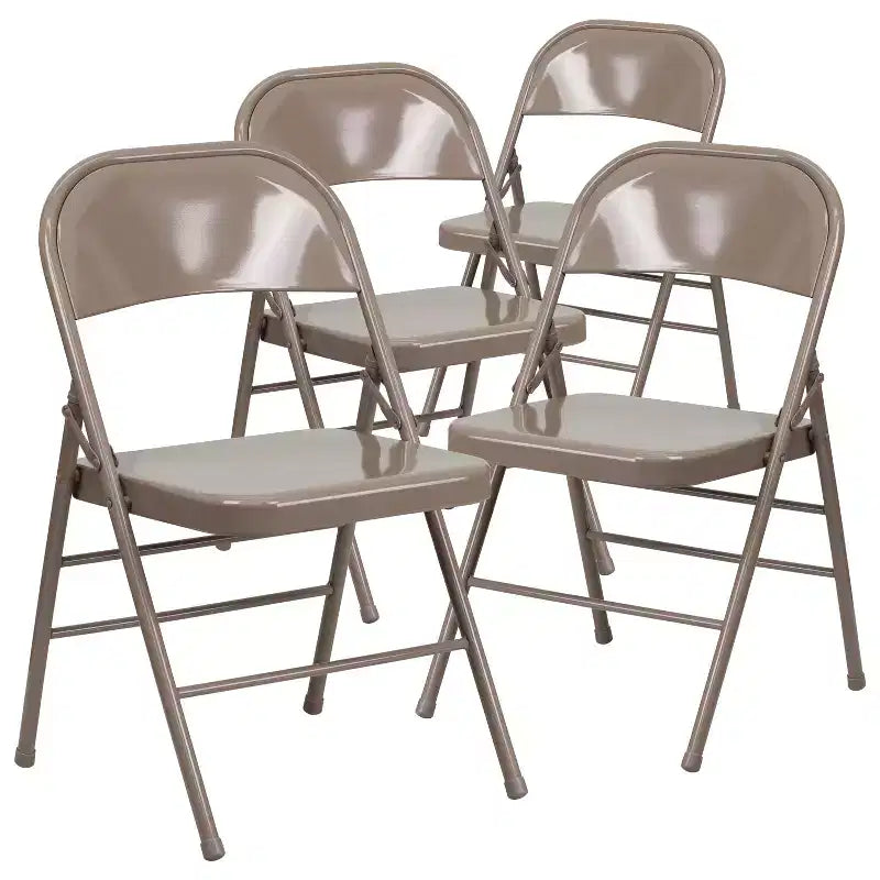 Emma et Oliver Lot de 4 chaises pliantes en métal à triple renfort et double charnière