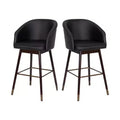 Emma and Oliver Upholstered Bar Height Dining Stool with Wood Frame - Set of 2