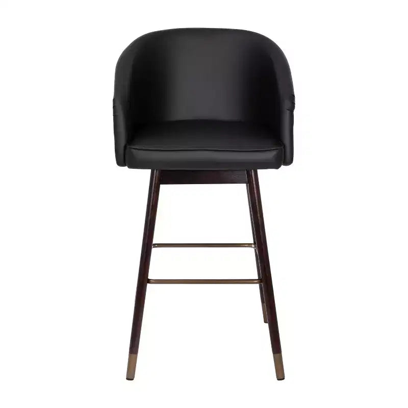 Tabouret de bar rembourré Emma et Oliver avec cadre en bois – Lot de 2