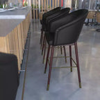 Tabouret de bar rembourré Emma et Oliver avec cadre en bois – Lot de 2