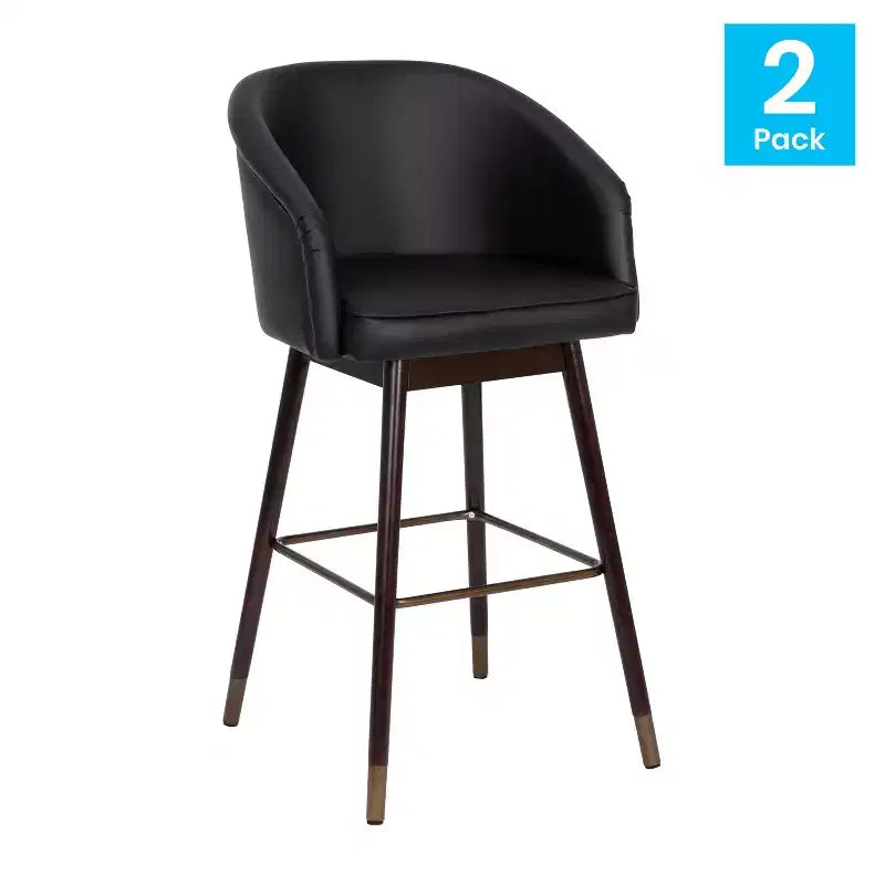 Tabouret de bar rembourré Emma et Oliver avec cadre en bois – Lot de 2