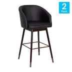 Tabouret de bar rembourré Emma et Oliver avec cadre en bois – Lot de 2