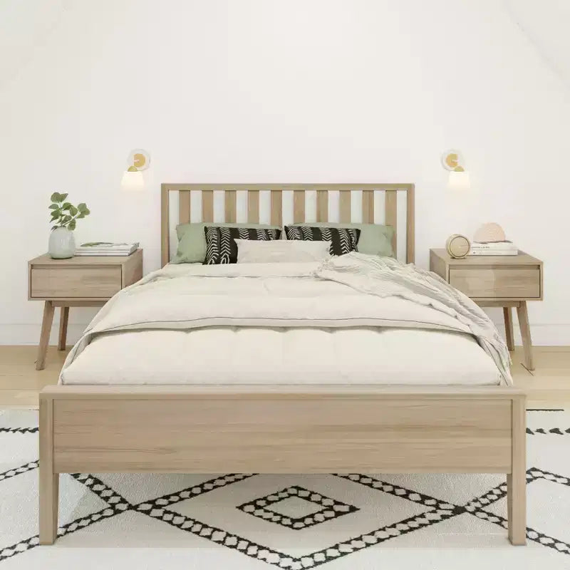 Lit plateforme scandinave double Max & Lily, en bois massif avec tête de lit pour enfants