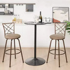 Lot de 2 tabourets de bar pivotants réglables Costway 61/76 cm chaises de salle à manger en métal marron
