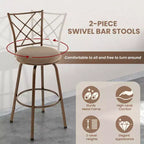 Lot de 2 tabourets de bar pivotants réglables Costway 61/76 cm chaises de salle à manger en métal marron