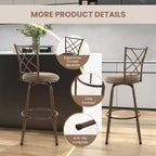 Lot de 2 tabourets de bar pivotants réglables Costway 61/76 cm chaises de salle à manger en métal marron