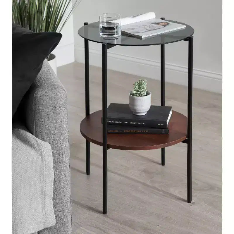 Table d'appoint ronde en bois Kate and Laurel Ottelo, 18x18x27, marron