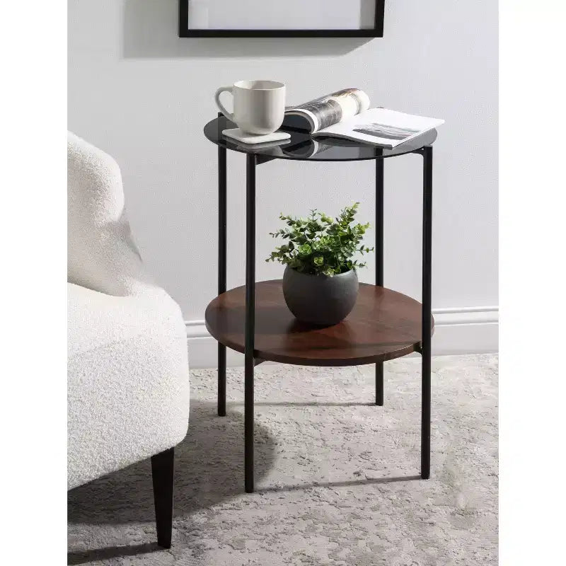 Table d'appoint ronde en bois Kate and Laurel Ottelo, 18x18x27, marron