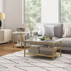 HOMCOM Lot de 2 tables basses, table basse rectangulaire et ronde avec étagères de rangement, plateau en faux marbre et cadre en acier, blanc