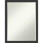 Amanti Art Mezzanotte Black Petite Bevel Wood Bathroom Wall Mirror 26 x 20 in.