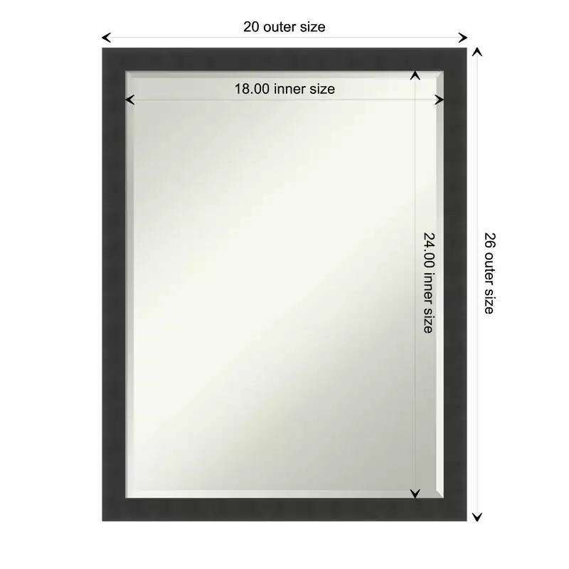 Miroir mural de salle de bain Amanti Art Mezzanotte noir biseauté en bois 26 x 20 po