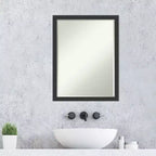 Miroir mural de salle de bain Amanti Art Mezzanotte noir biseauté en bois 26 x 20 po